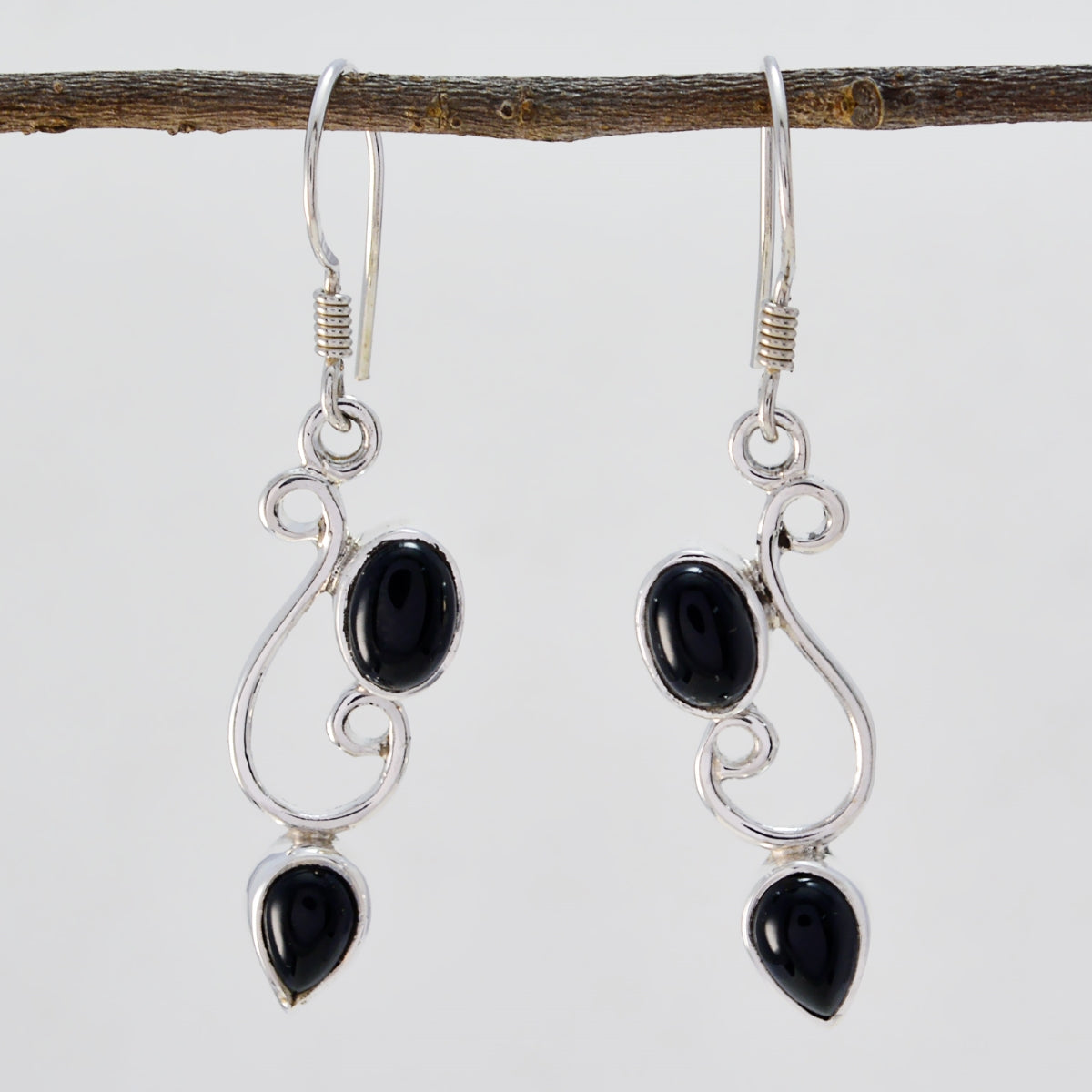Black Onyx Spanish Alina multiple Dangle Black 925 Sterling Silver Earring Secondary image