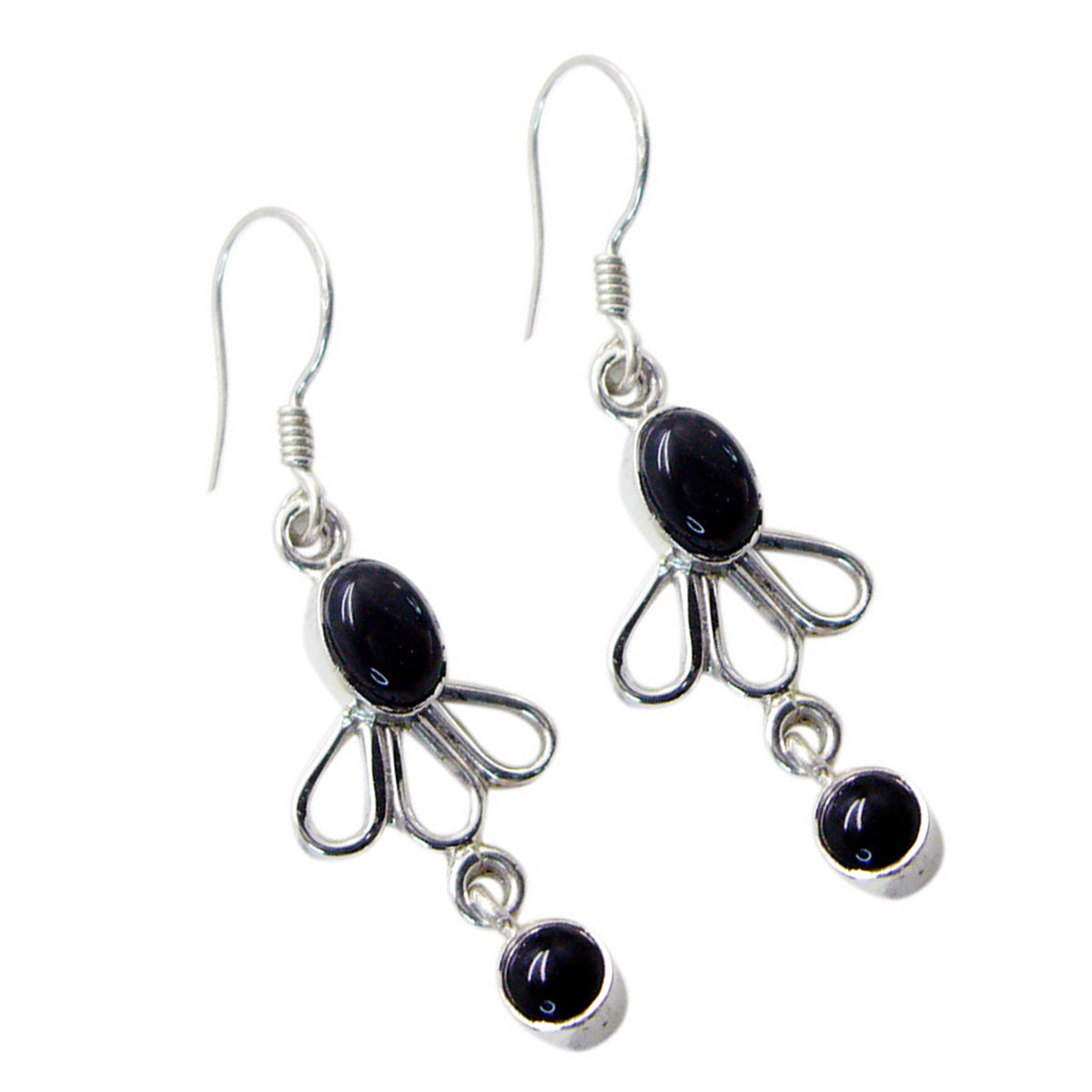 Black-Onyx-Latin-American-Amelia-multiple-Dangle-Black-92.5-Silver-Earring
