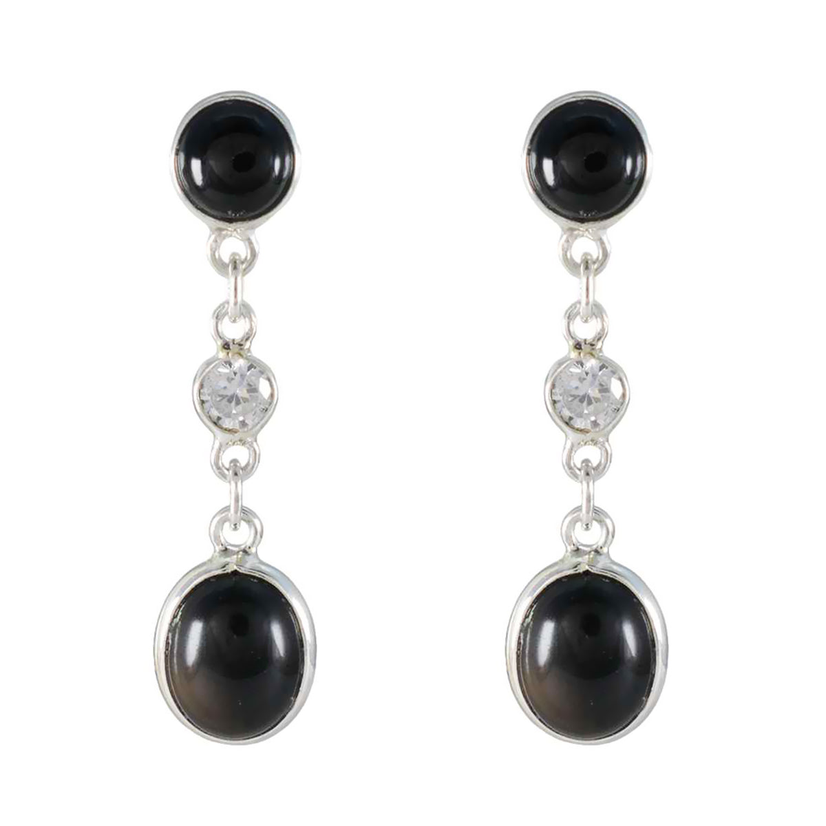Black-Onyx-French-Anna-multiple-Stud-Black-Sterling-Silver-Earring Huvudsaklig produktbild