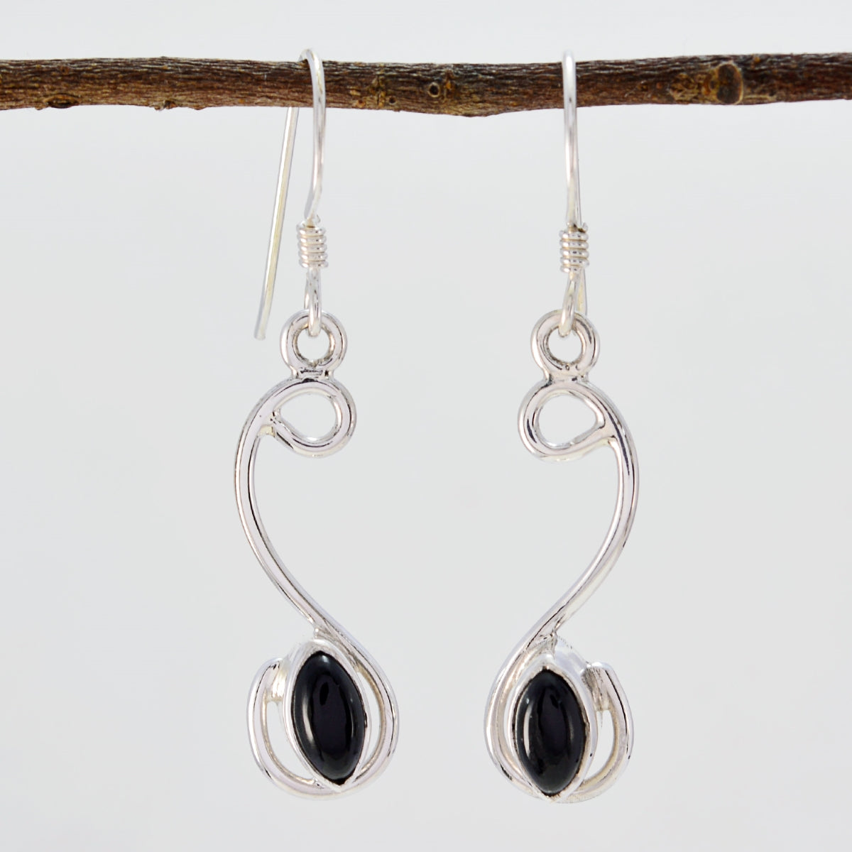 Black-Onyx-Japanese-Lucia-multiple-Dangle-Black-925-Sterling-Silver-Earring