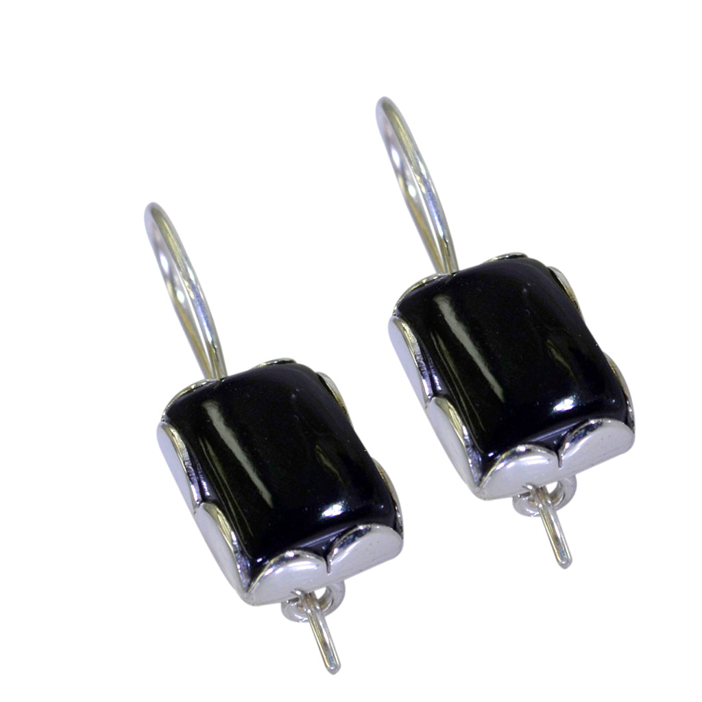 Schwarzer Onyx-Russische Aurora-Mehrfach-Ohrhänger-Schwarz-Silber-Ohrring