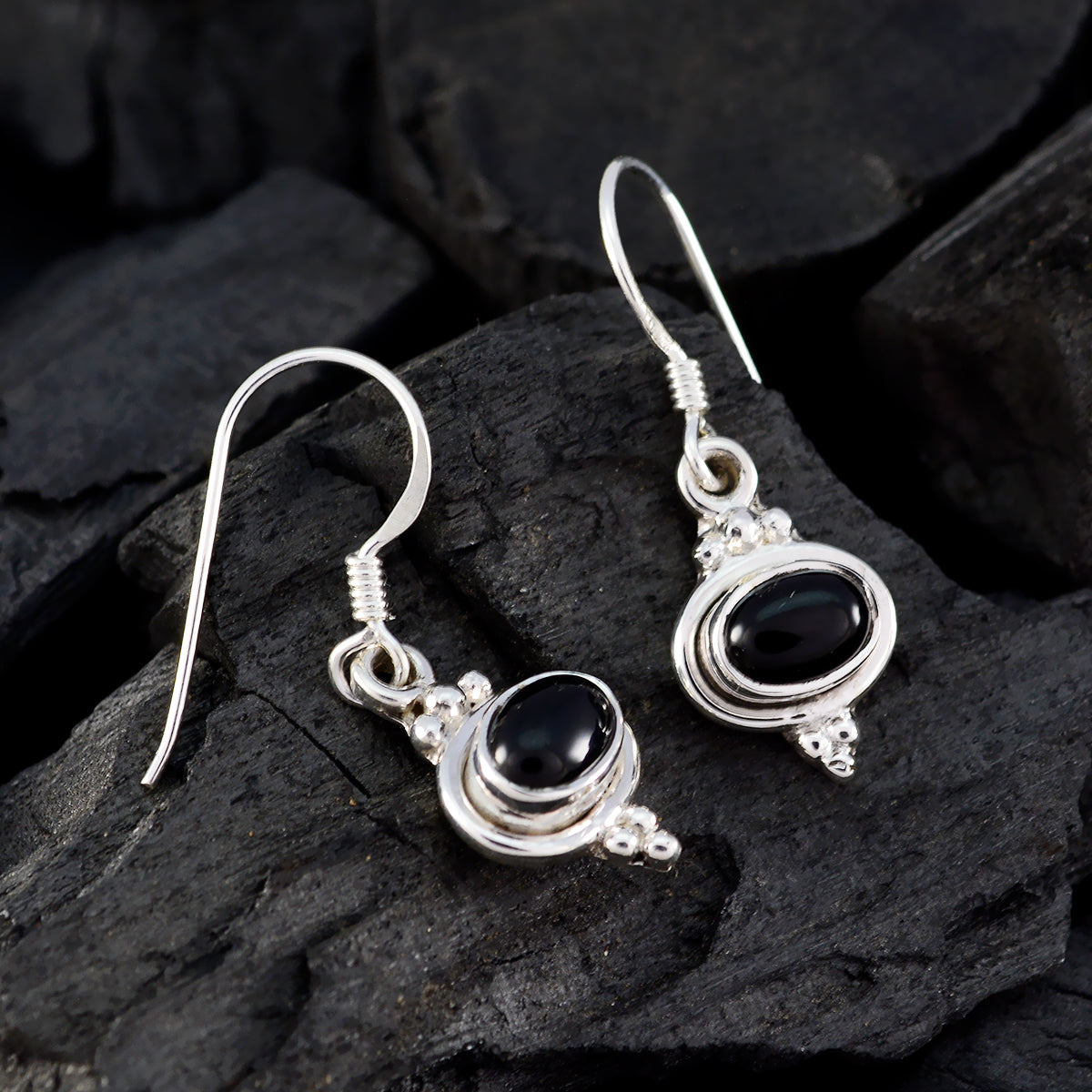 Svart Onyx Marockanskt Höstörhänge med flera hängen i svart 92.5 silver Sekundär produktbild