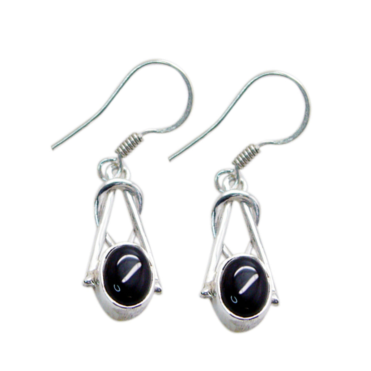 Black-Onyx-Korean-Bianca-multiple-Dangle-Black-Silver-Earring Huvudsaklig produktbild