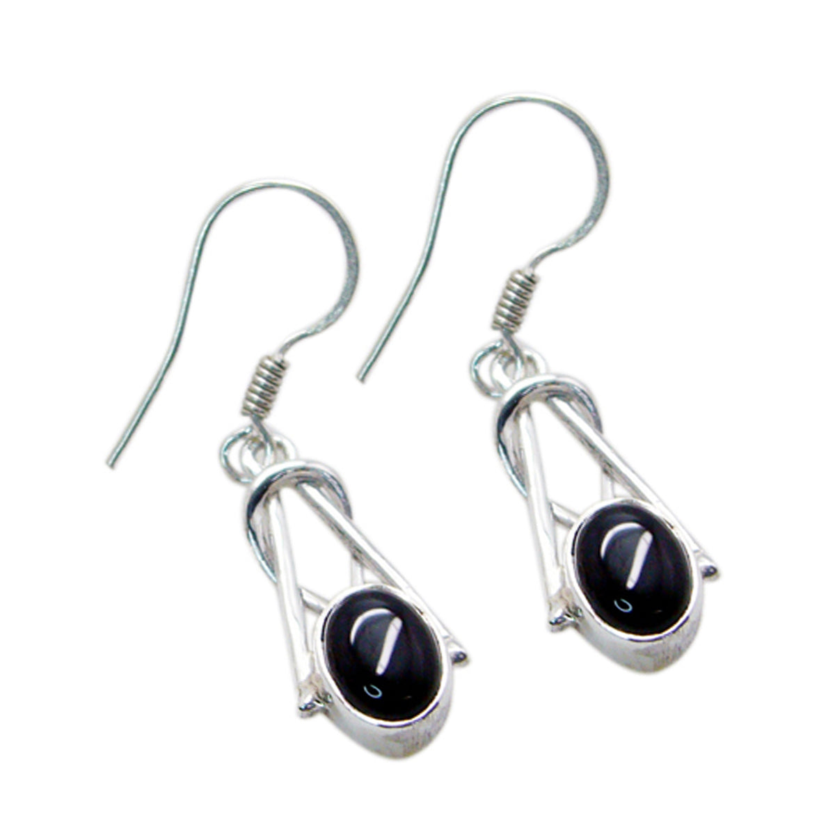 Black-Onyx-Korean-Bianca-multiple-Dangle-Black-Silver-Earring
