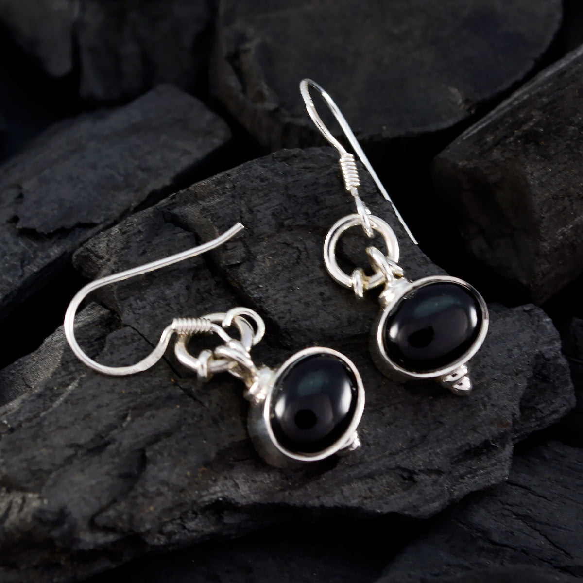 Zwarte Onyx Italiaanse Charlotte meervoudige Dangle Zwarte 92,5 Zilveren Oorbel Secundaire afbeelding