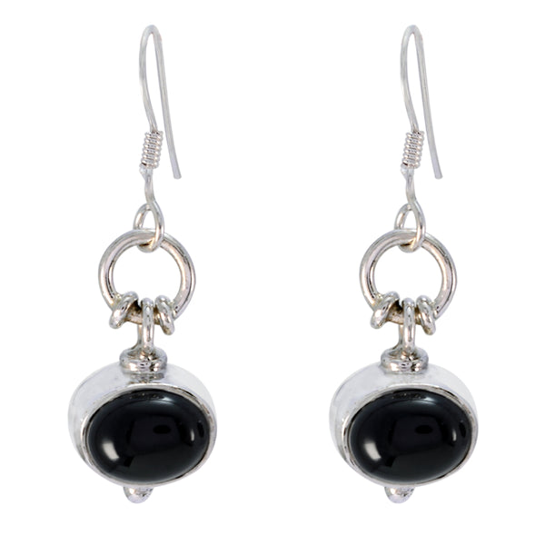 Schwarzer Onyx-Italienischer Charlotte-Mehrfach-Ohrhänger-Schwarz-92,5-Silber-Ohrring