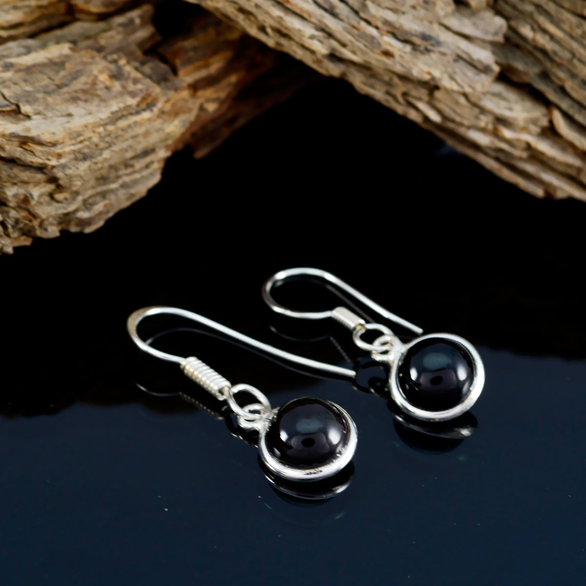 Black-Onyx-French-Eliza-Solitaire-Dangle-Black-925-Sterling-Silver-Earring
