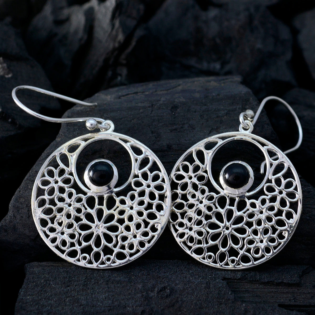 Black-Onyx-African-Ellie-Solitaire-Dangle-Black-92.5-Silver-Earring