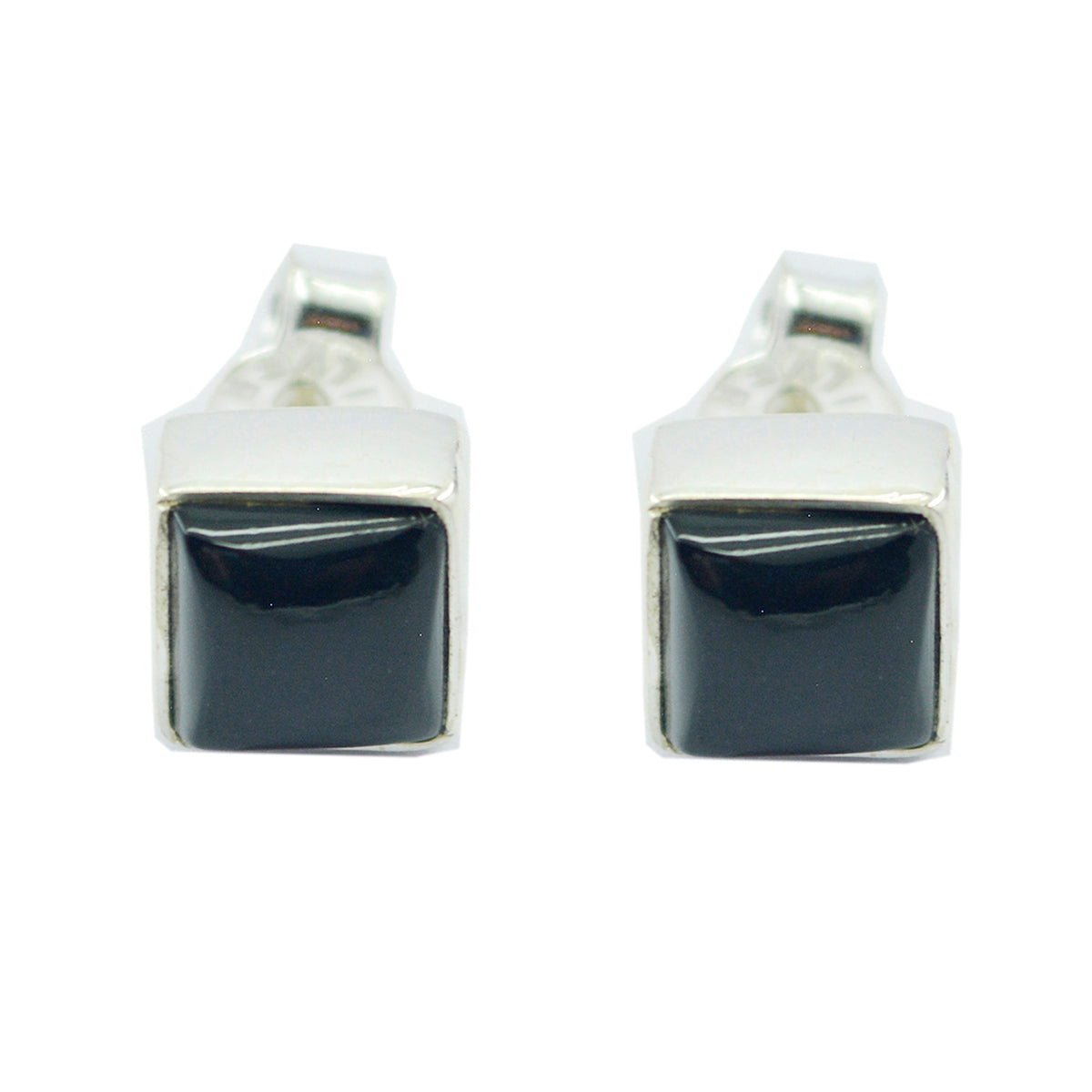 Schwarzer Onyx-Türkischer Genesis-Solitär-Ohrstecker-Schwarz-92,5-Silber-Ohrring Hauptbild