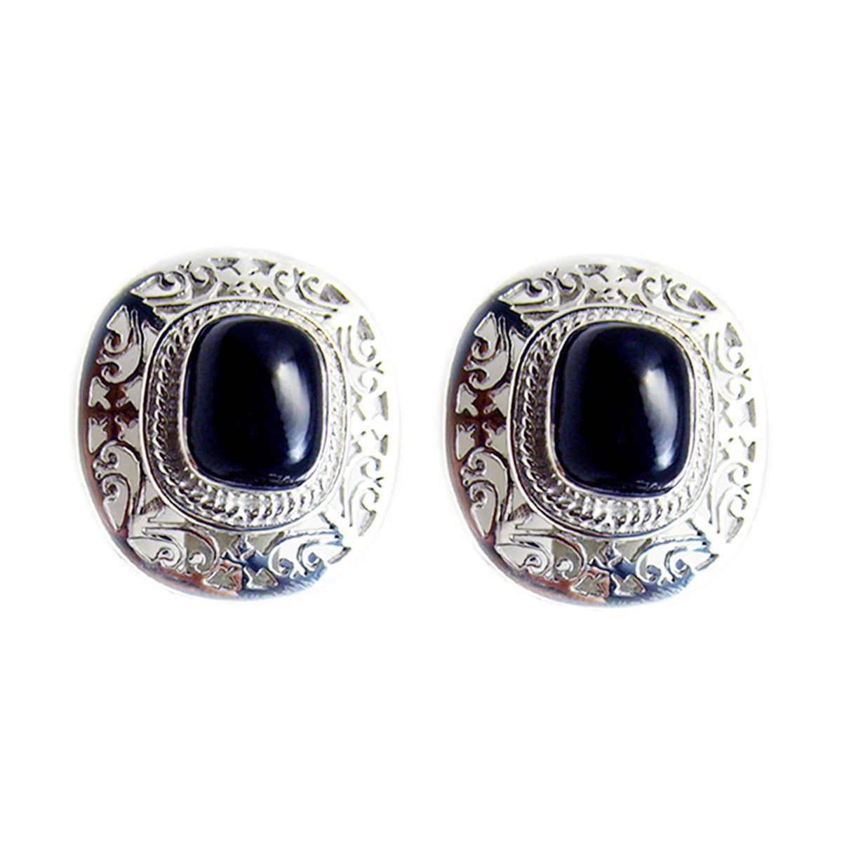 Black-Onyx-Italian-Giulia-Solitaire-Stud-Black-Sterling-Silver-Earring Huvudsaklig produktbild