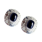 Black-Onyx-Italian-Giulia-Solitaire-Stud-Black-Sterling-Silver-Earring