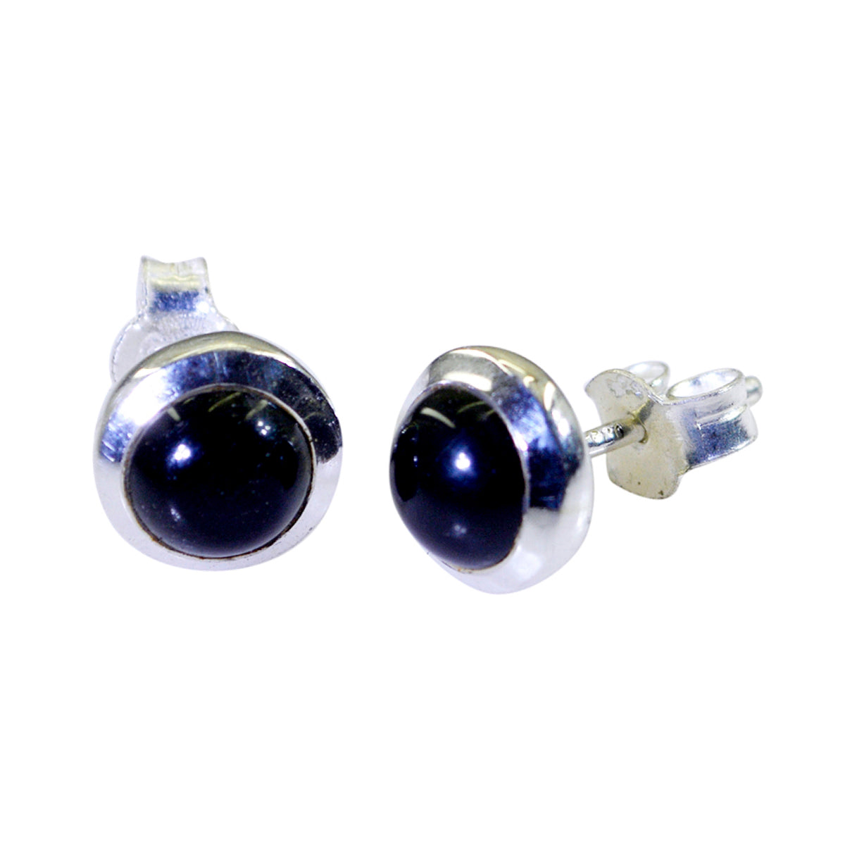 Black-Onyx-Italian-Carolina-Solitaire-Stud-Black-925-Sterling-Silver-Earring Main image