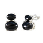 Black-Onyx-Australian-Pilar-Toi-et-Moi-Stud-Black-92.5-Silver-Earring
