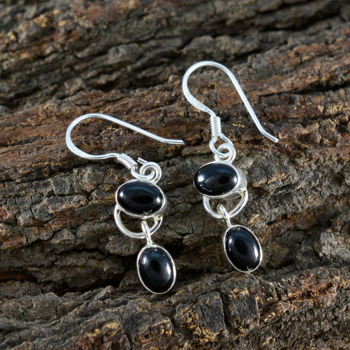 Black-Onyx-Japanese-Micaela-multiple-Dangle-Black-Silver-Earring