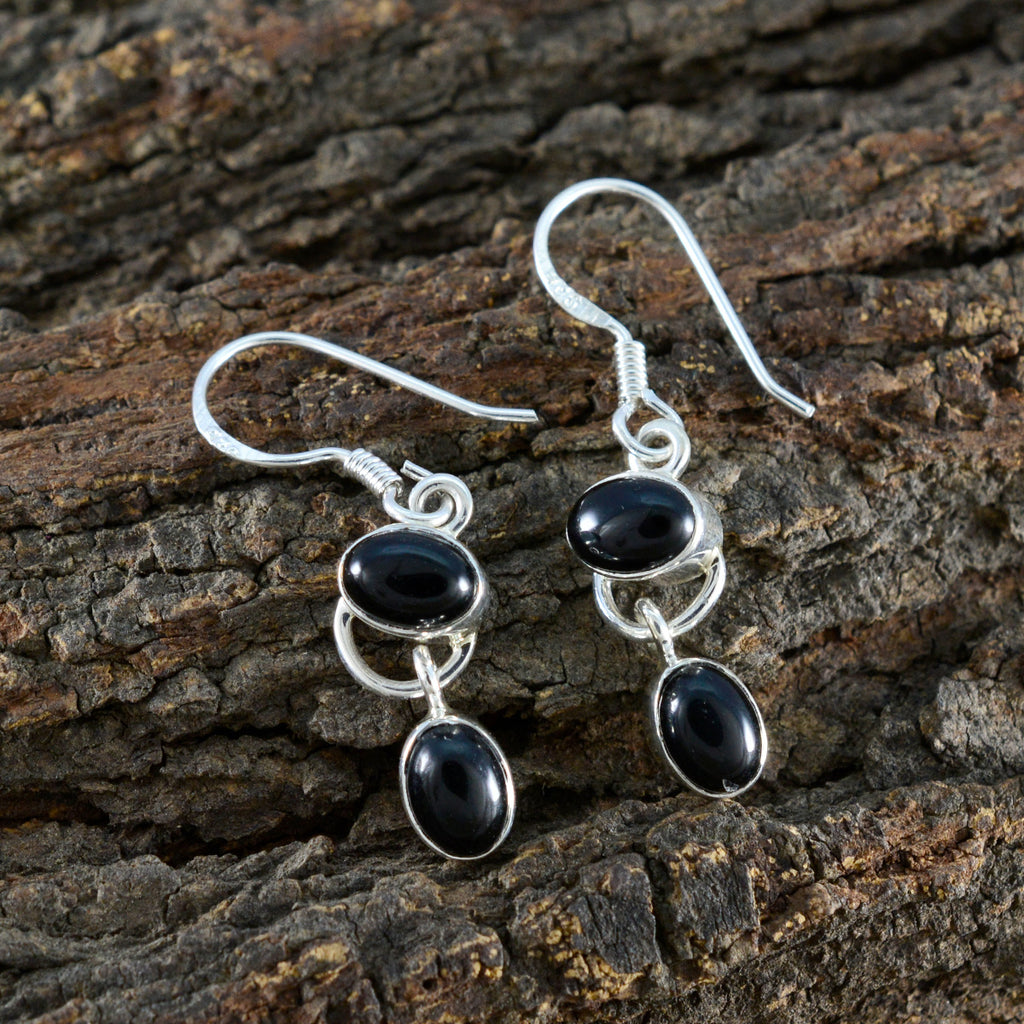 Black-Onyx-Japanese-Micaela-multiple-Dangle-Black-Silver-Earring
