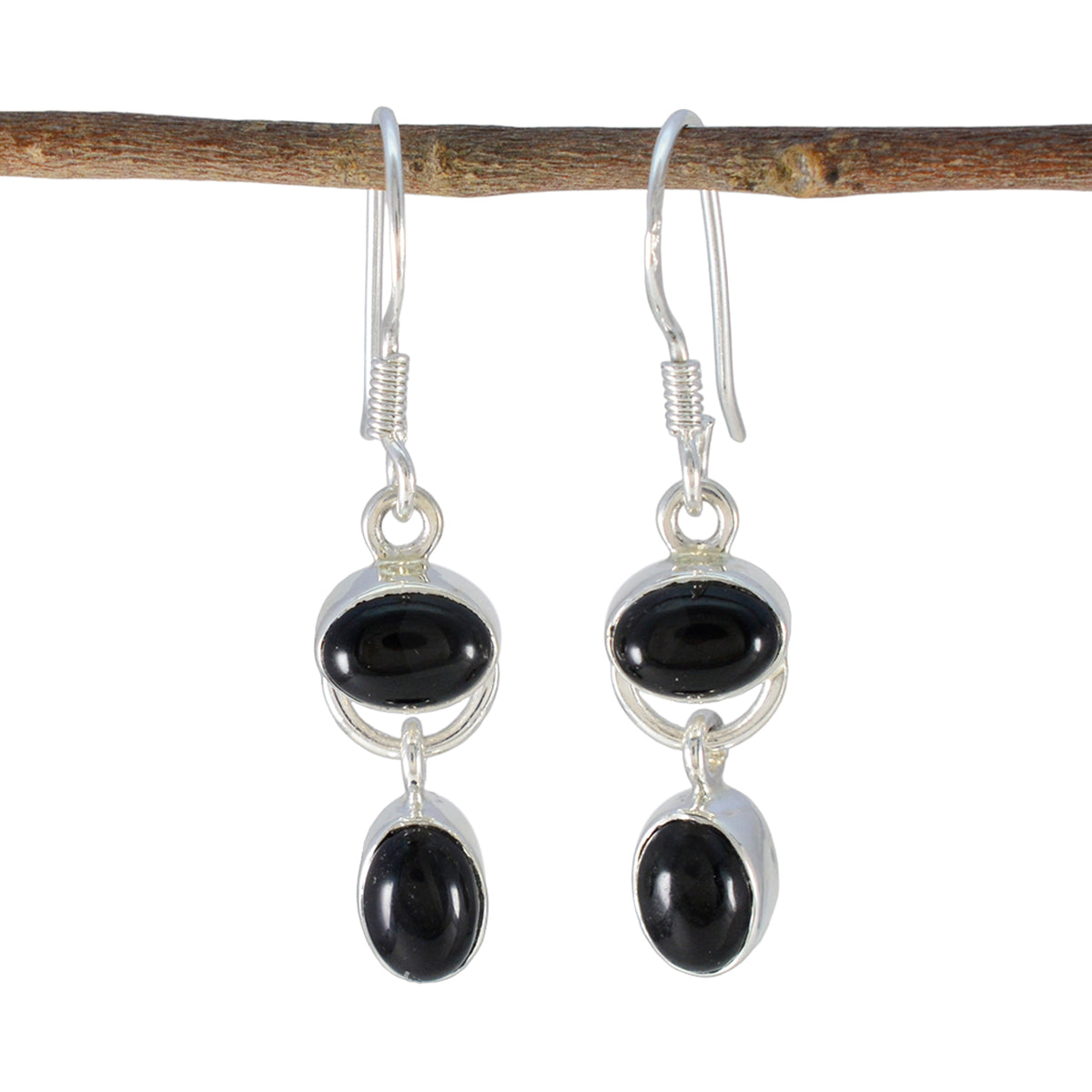 Black-Onyx-Japanese-Micaela-multiple-Dangle-Black-Silver-Earring Huvudsaklig produktbild