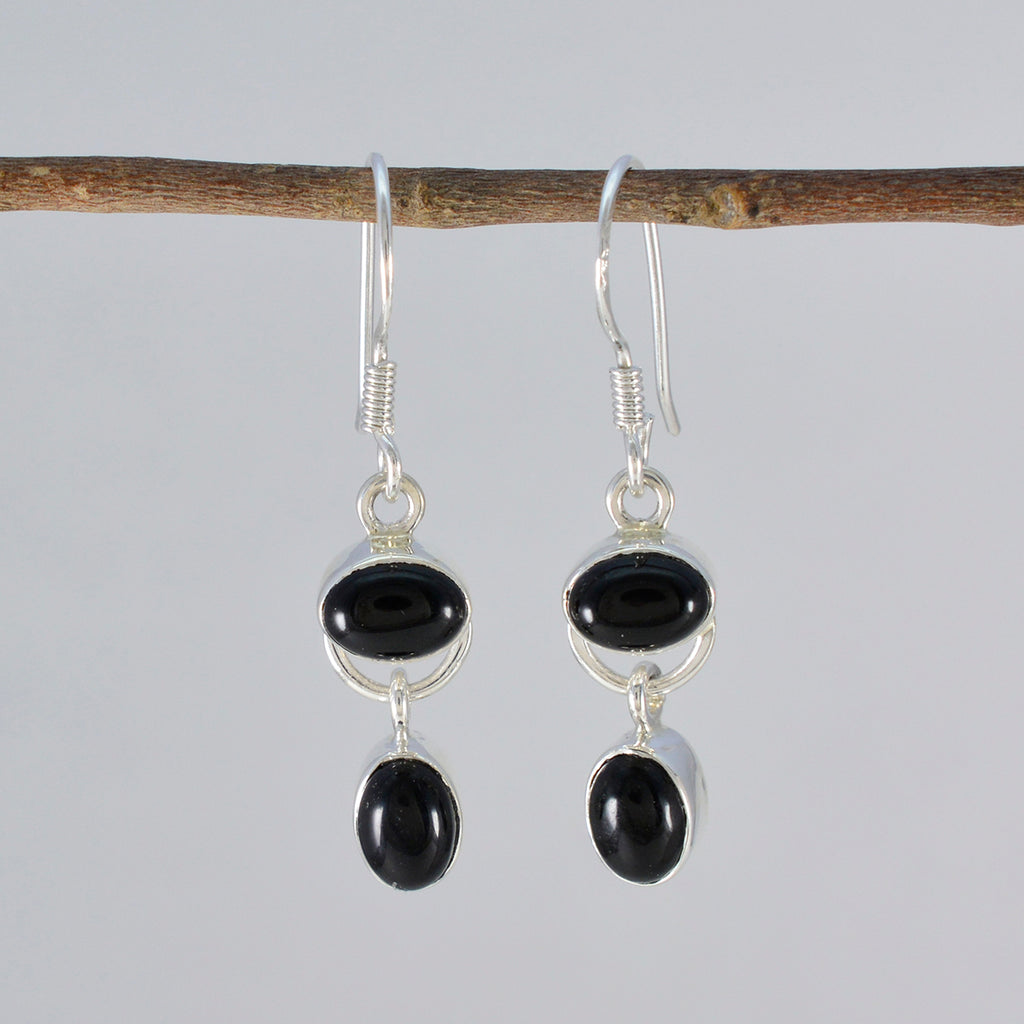 Black-Onyx-Japanese-Micaela-multiple-Dangle-Black-Silver-Earring