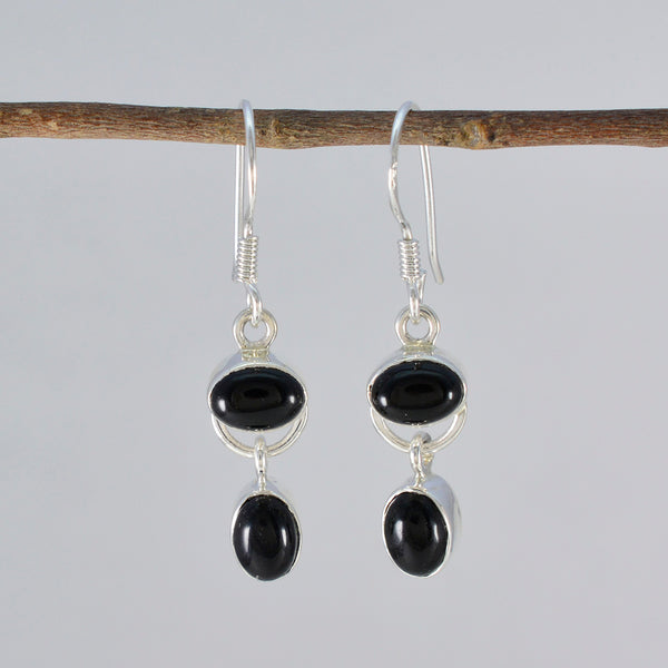 Black-Onyx-Japanese-Micaela-multiple-Dangle-Black-Silver-Earring