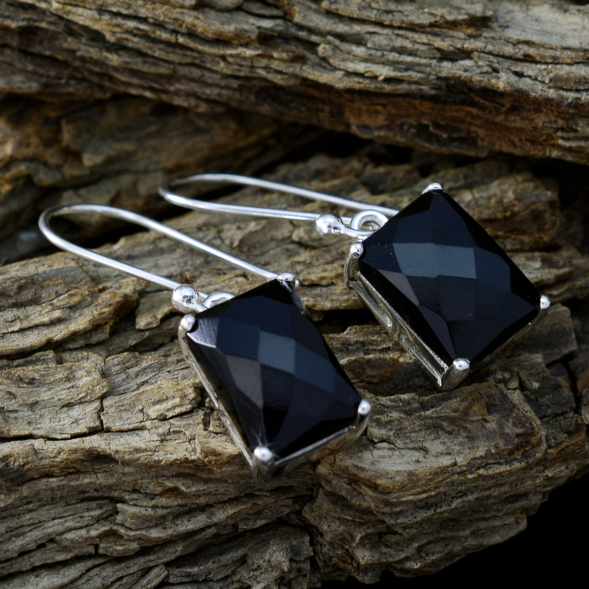 Black-Onyx-Russian-Inès-Solitaire-Dangle-Black-Sterling-Silver-Earring