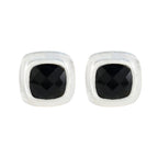 Black-Onyx-African-Teresa-Solitaire-Stud-Black-Silver-Earring