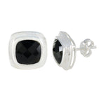 Black-Onyx-African-Teresa-Solitaire-Stud-Black-Silver-Earring