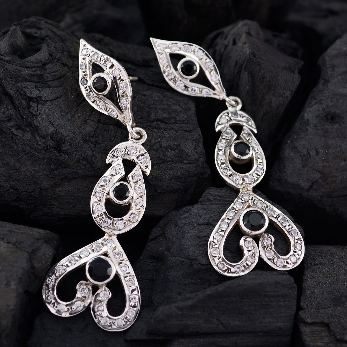 Black-Onyx-Indian-Ananya-multiple-Stud-Black-Sterling-Silver-Earring