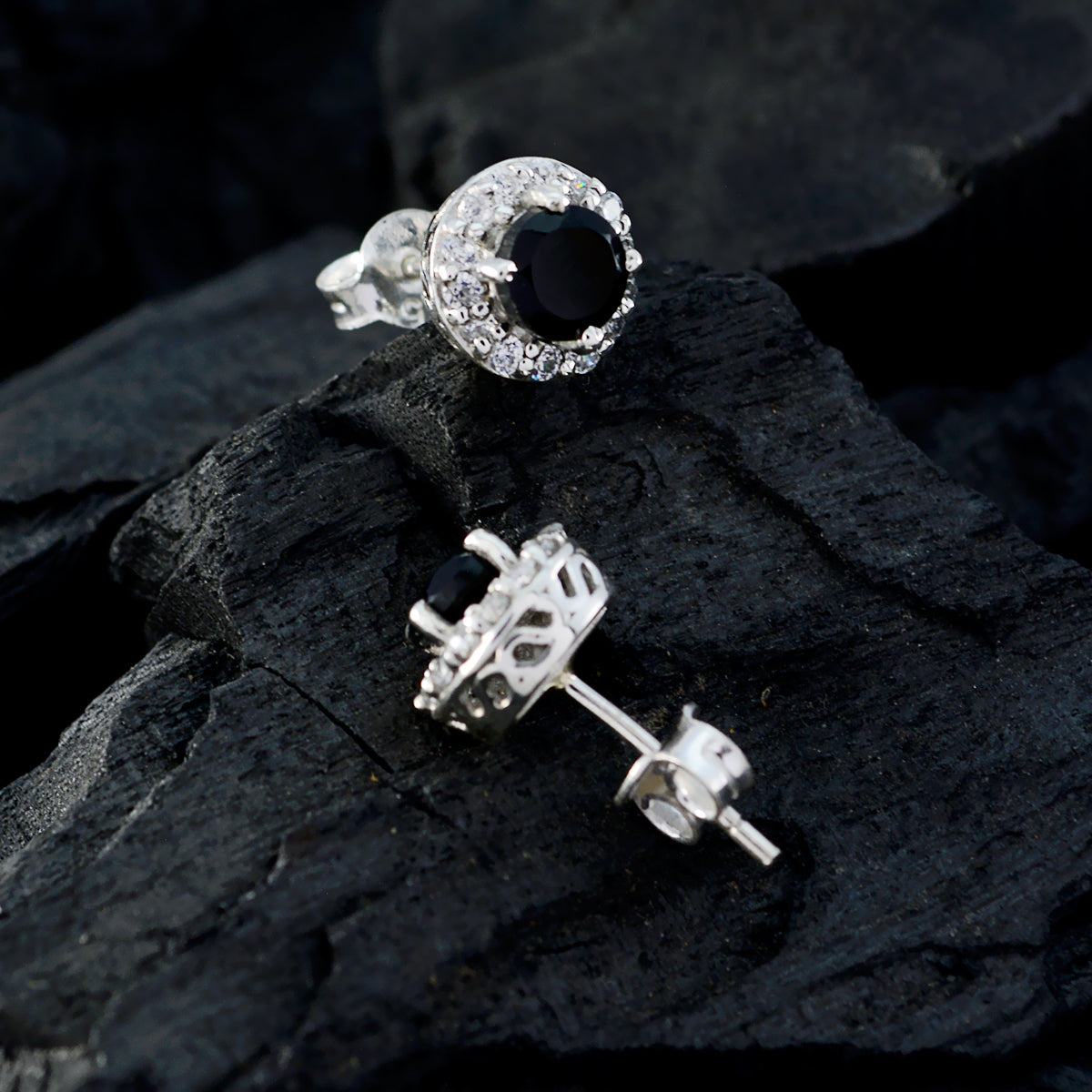 Black-Onyx-American-Isabelle-multiple-Stud-Black-92.5-Silver-Earring