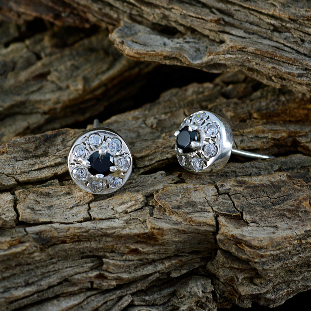 Black-Onyx-Middle-Eastern-Carolina-multiple-Stud-Black-Silver-Earring