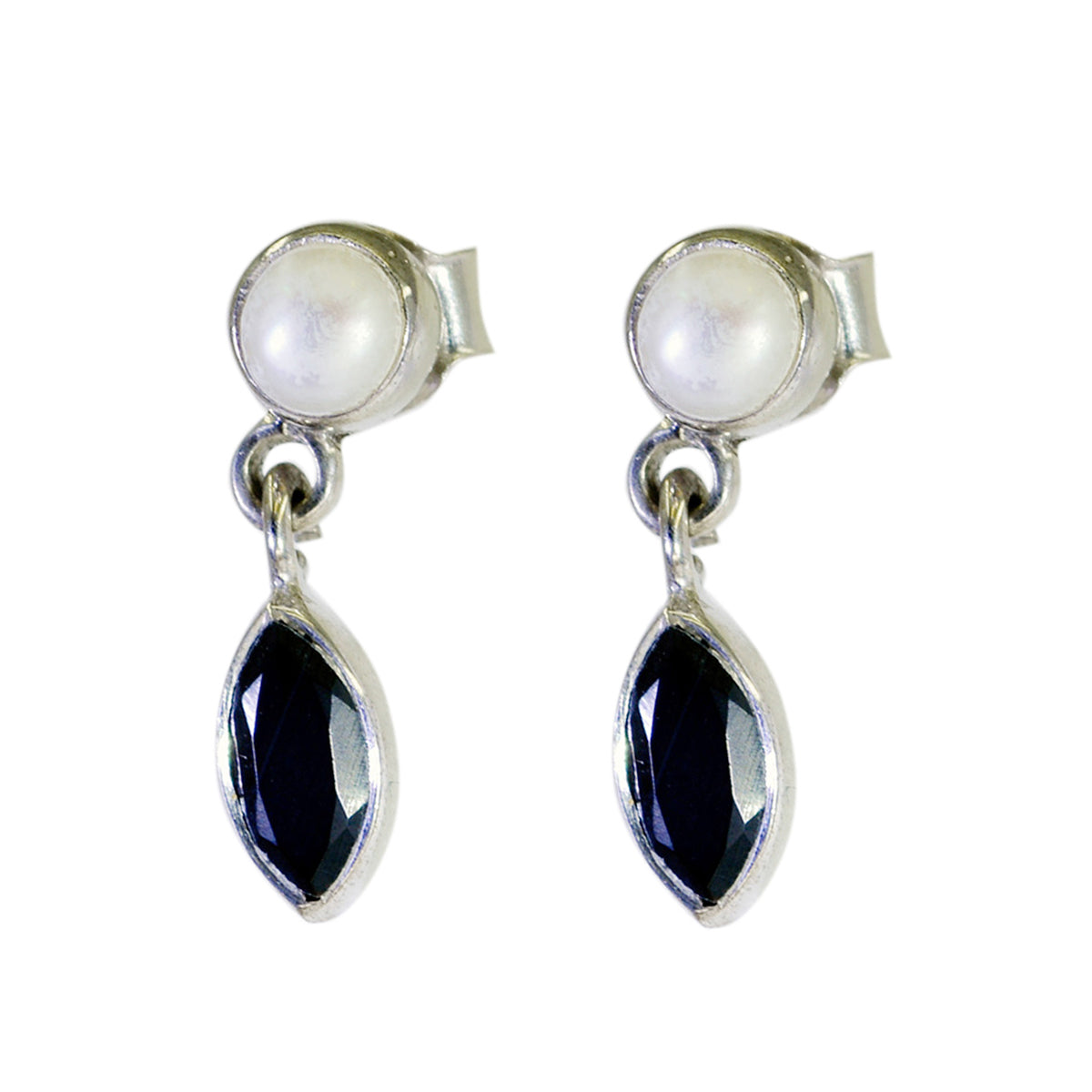 Schwarzer Onyx-Mexikanisch-Katharina-Mehrfach-Ohrstecker-Schwarz-Sterling-Silber-Ohrring Hauptbild