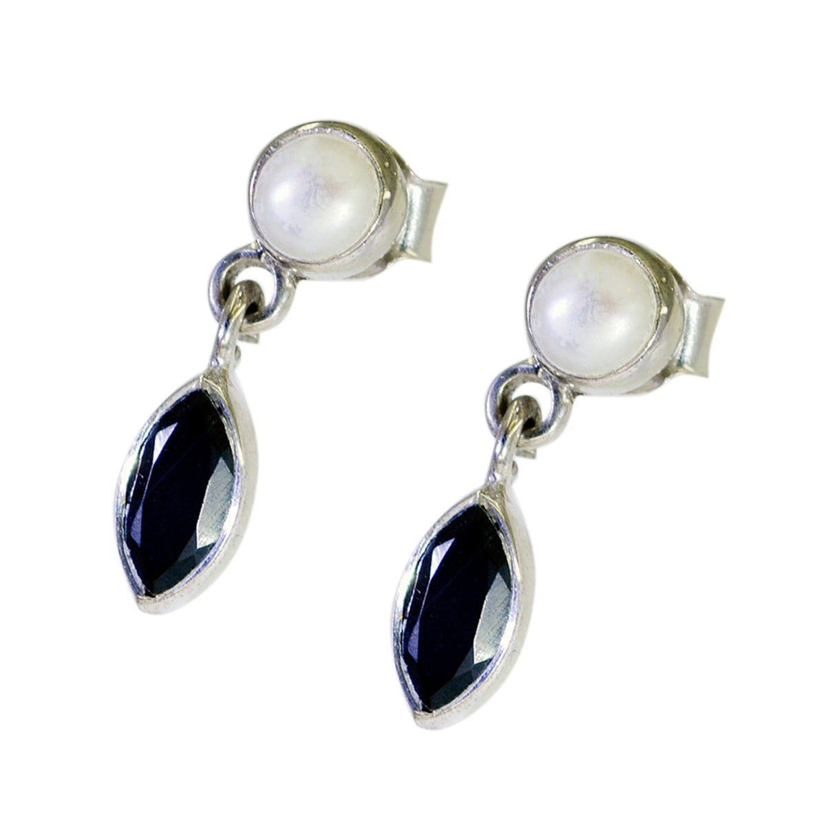 Schwarzer Onyx Mexikanischer Katharina Mehrfach-Ohrstecker Schwarzer Sterling Silber Ohrring Zweitbild