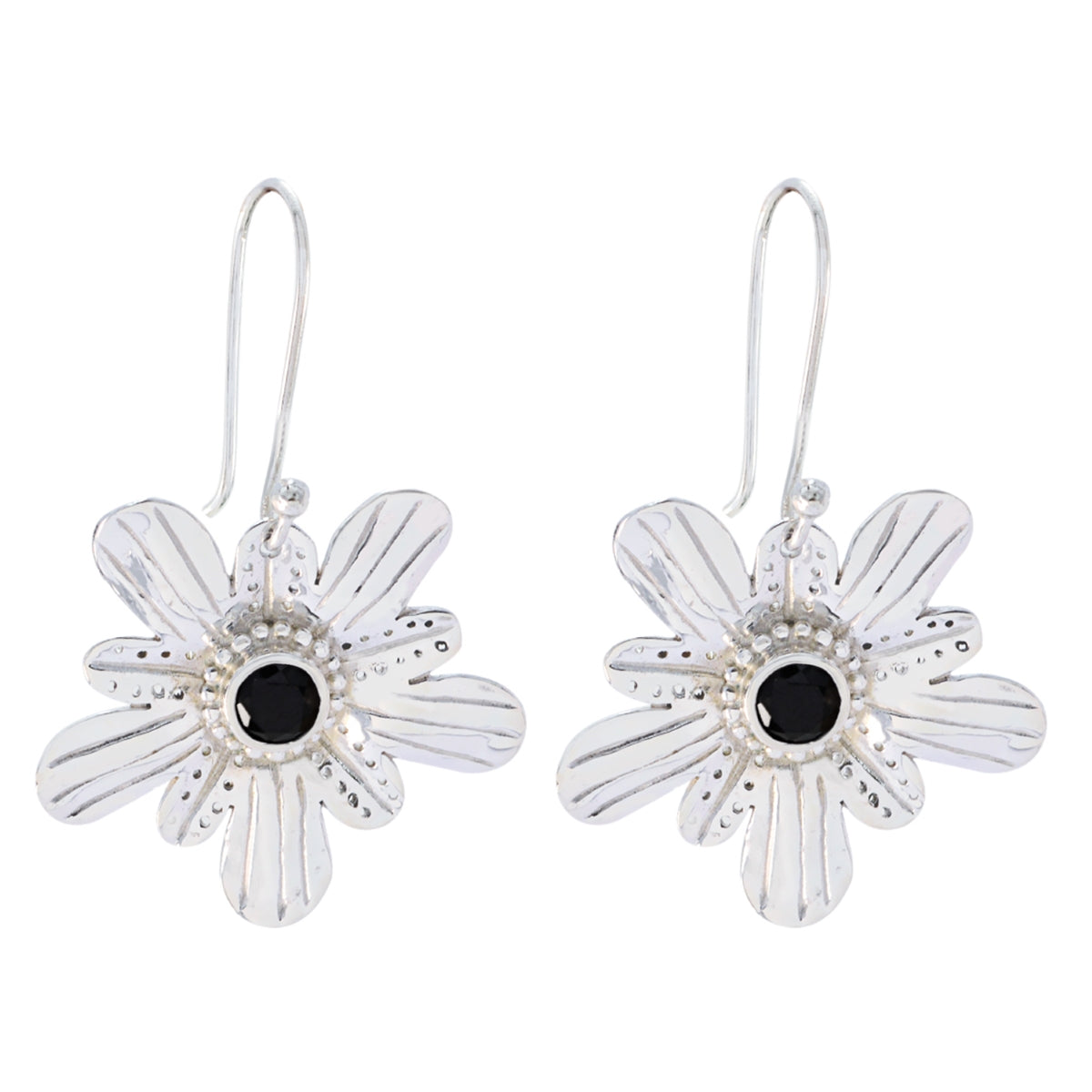 Black-Onyx-Russian-Lily-Solitaire-Dangle-Black-Sterling-Silver-Earring