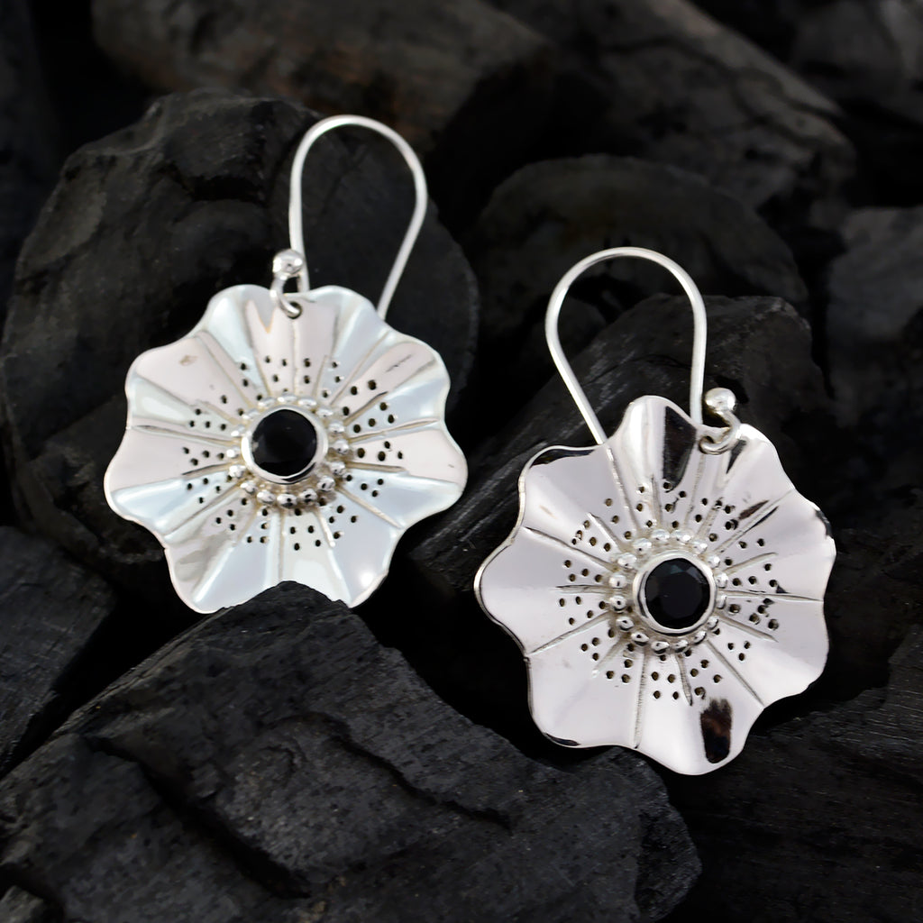 Black-Onyx-Mexican-Aaliyah-Solitaire-Dangle-Black-92.5-Silver-Earring