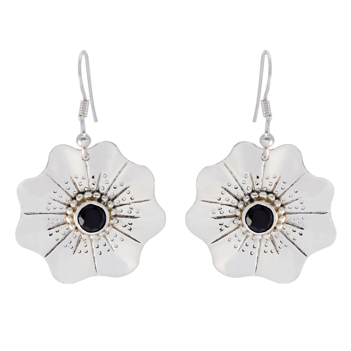 Black-Onyx-Mexican-Aaliyah-Solitaire-Dangle-Black-92.5-Silver-Earring Hoofdafbeelding