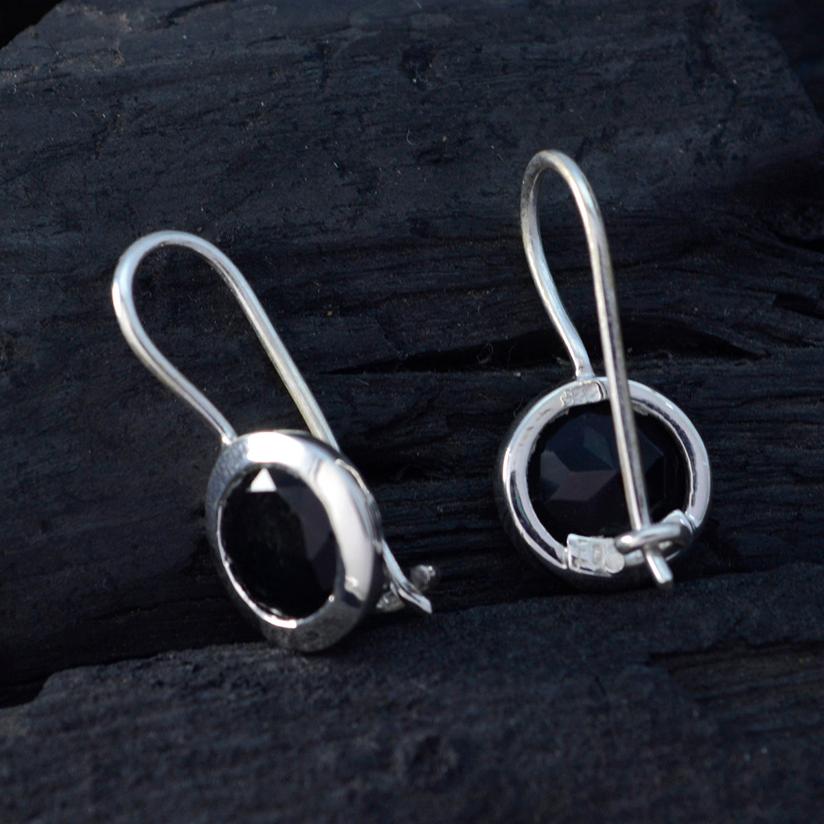 Black-Onyx-American-Audrey-Solitaire-Dangle-Black-925-Silver-Earring