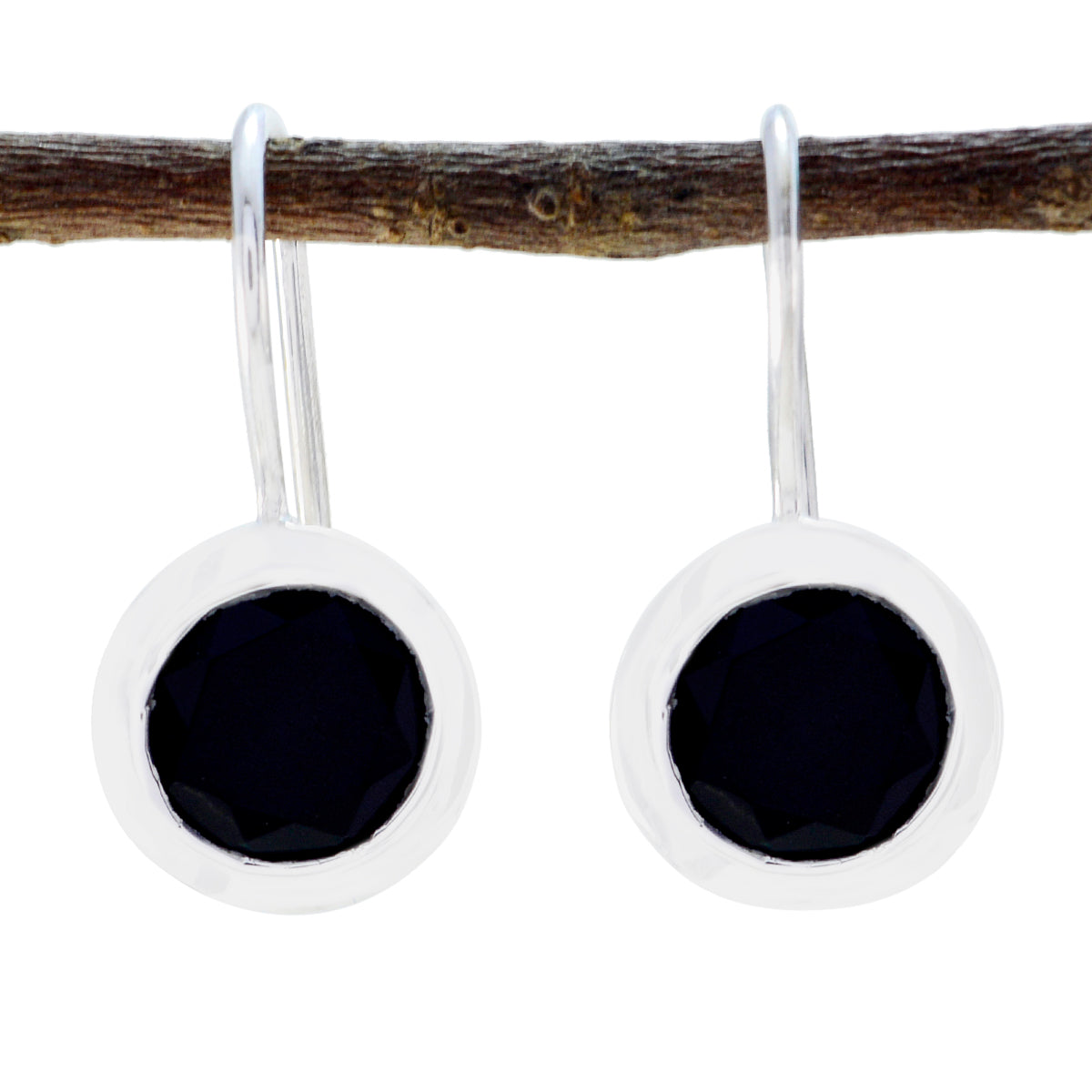 Black-Onyx-American-Audrey-Solitaire-Dangle-Black-925-Silver-Earring Immagine principale del prodotto