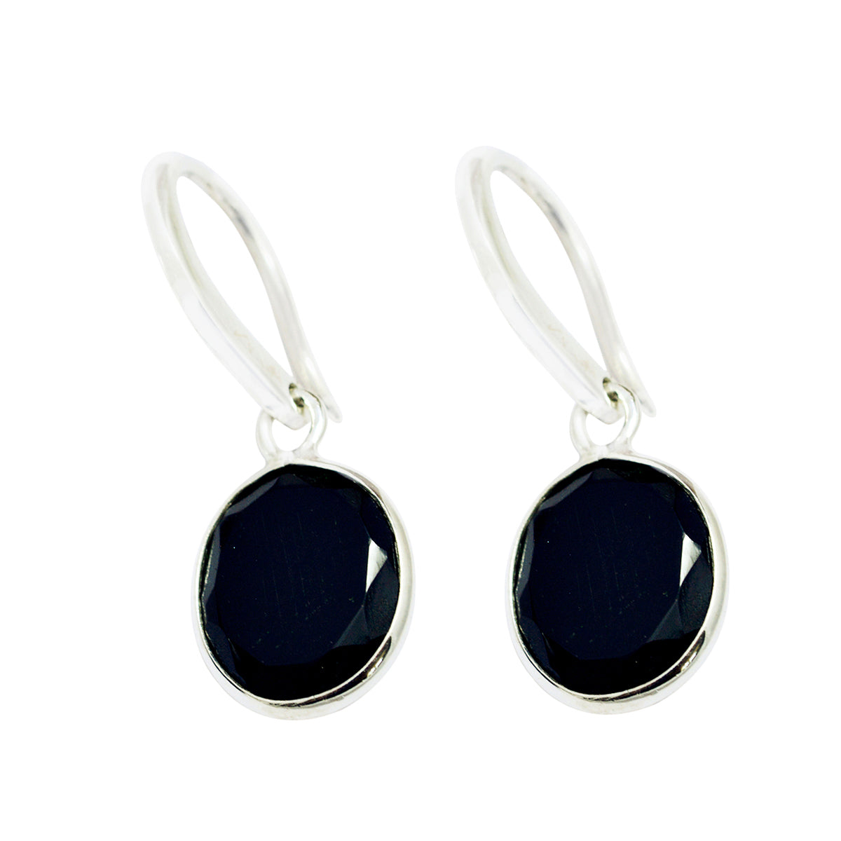 Black-Onyx-Korean-Marie-Solitaire-Dangle-Black-925-Silver-Earring Immagine principale del prodotto