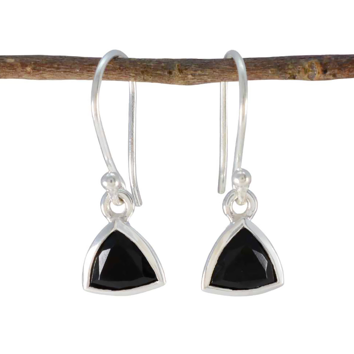 Black-Onyx-Russian-Chen-Solitaire-Dangle-Black-925-Silver-Earring Immagine principale del prodotto