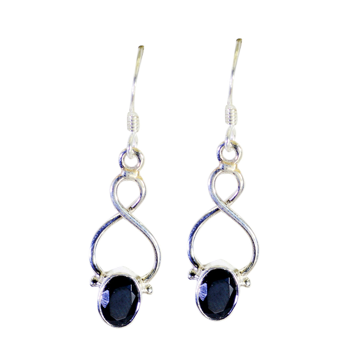 Black-Onyx-Middle-Eastern-Mila-Solitaire-Dangle-Black-925-Sterling-Silver-Earring Immagine principale del prodotto