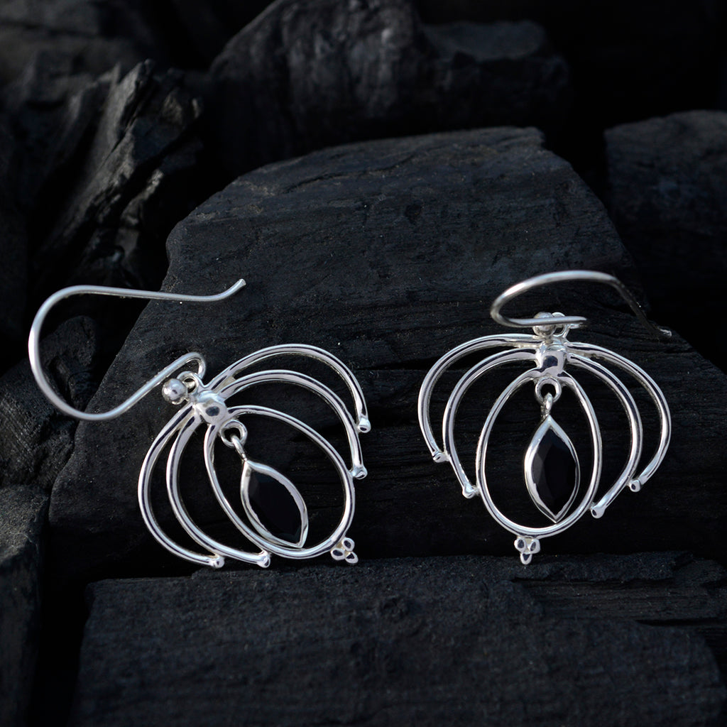 Black-Onyx-Australian-Genesis-Solitaire-Dangle-Black-Silver-Earring