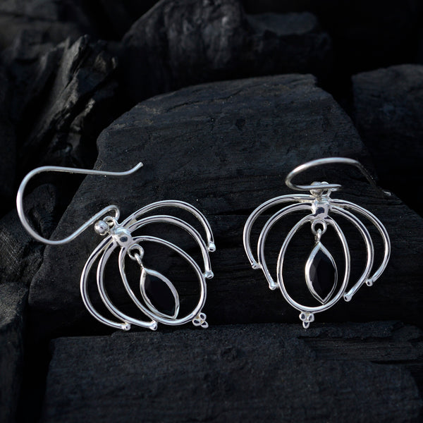 Black-Onyx-Australian-Genesis-Solitaire-Dangle-Black-Silver-Earring