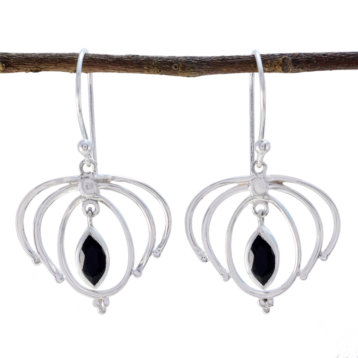 Black-Onyx-Australian-Genesis-Solitaire-Dangle-Black-Silver-Earring