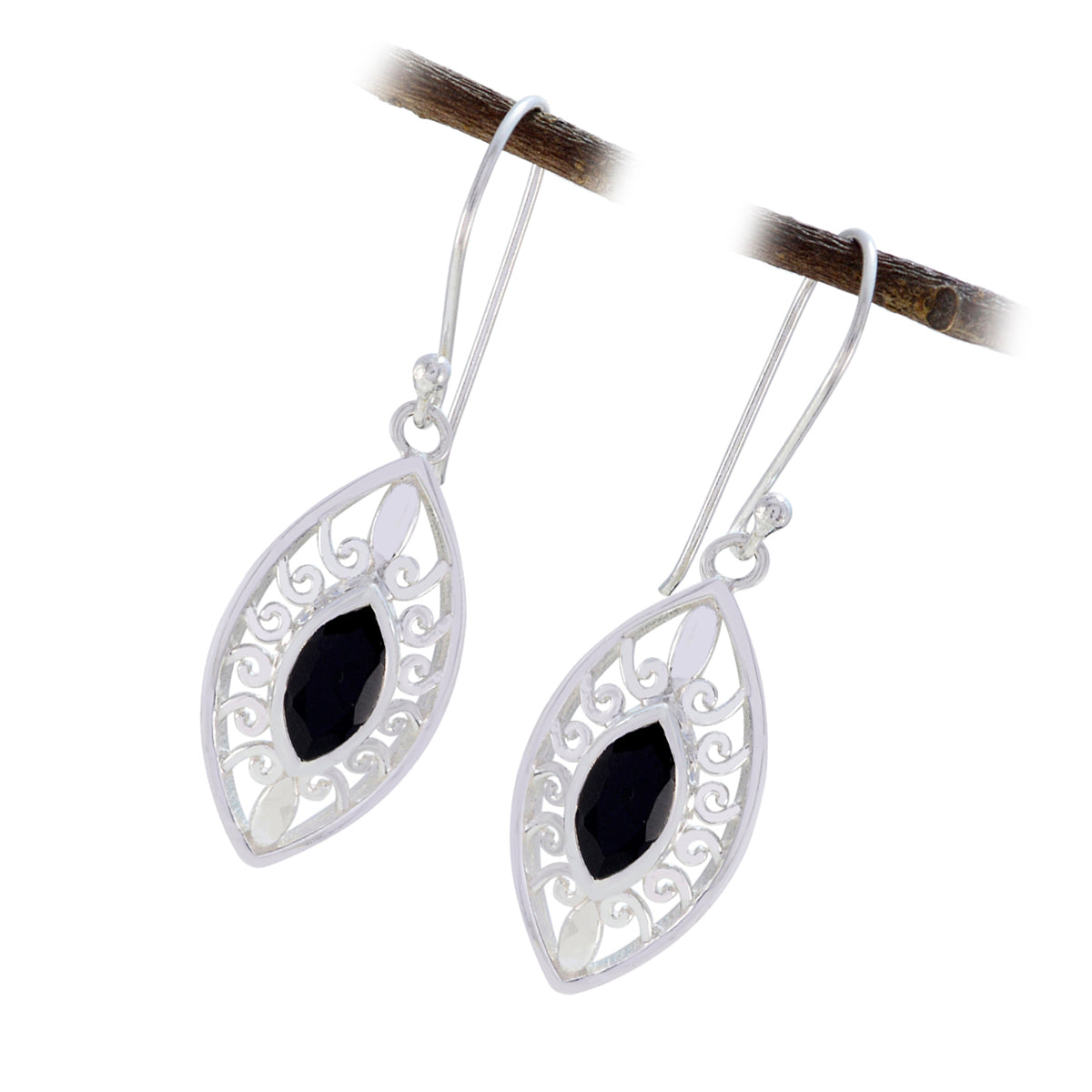 Black-Onyx-Latin-American-Nova-Solitaire-Dangle-Black-925-Sterling-Silver-Earring
