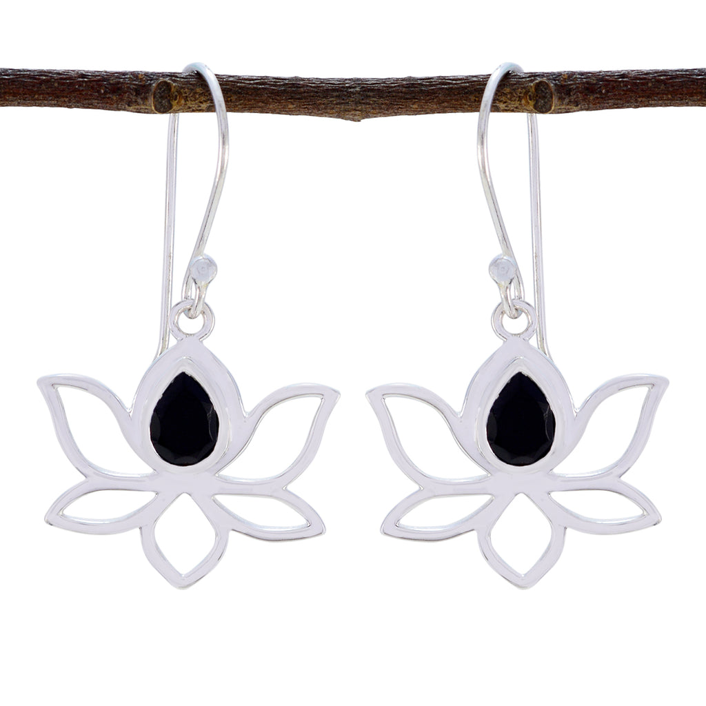 Black-Onyx-French-Olivia-Solitaire-Dangle-Black-92.5-Silver-Earring