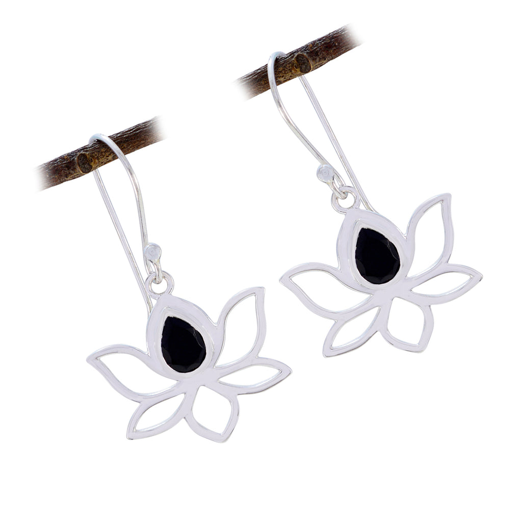 Black-Onyx-French-Olivia-Solitaire-Dangle-Black-92.5-Silver-Earring