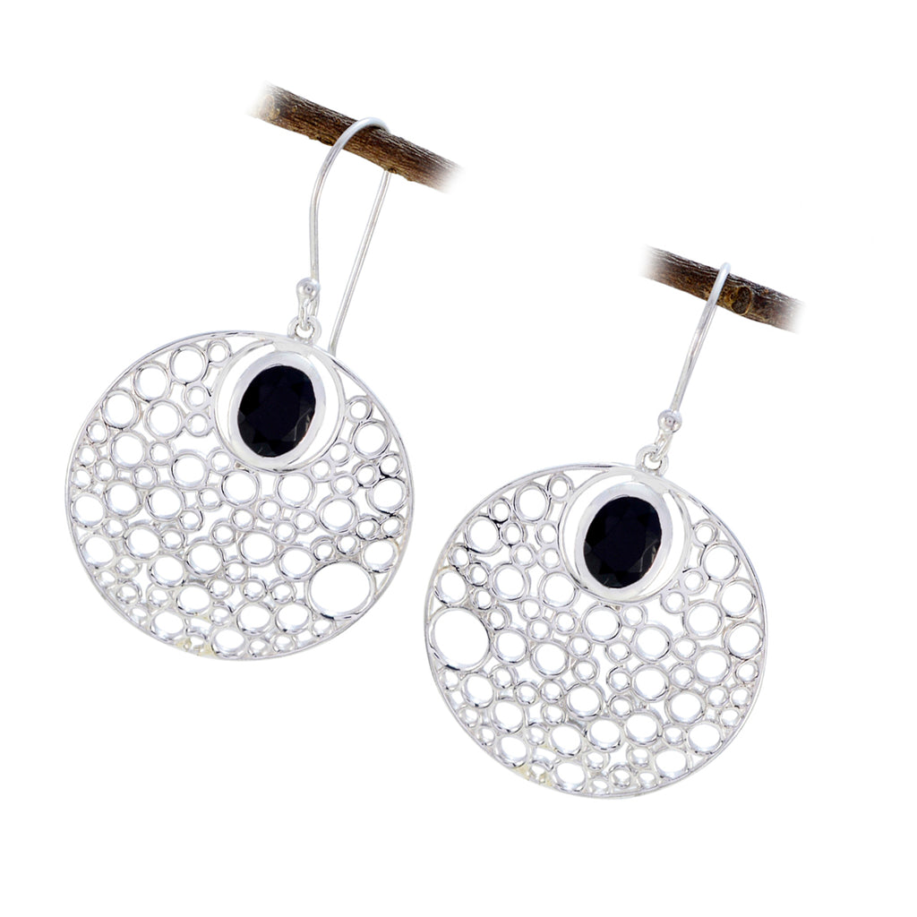 Black-Onyx-German-Pauline-Solitaire-Dangle-Black-Sterling-Silver-Earring