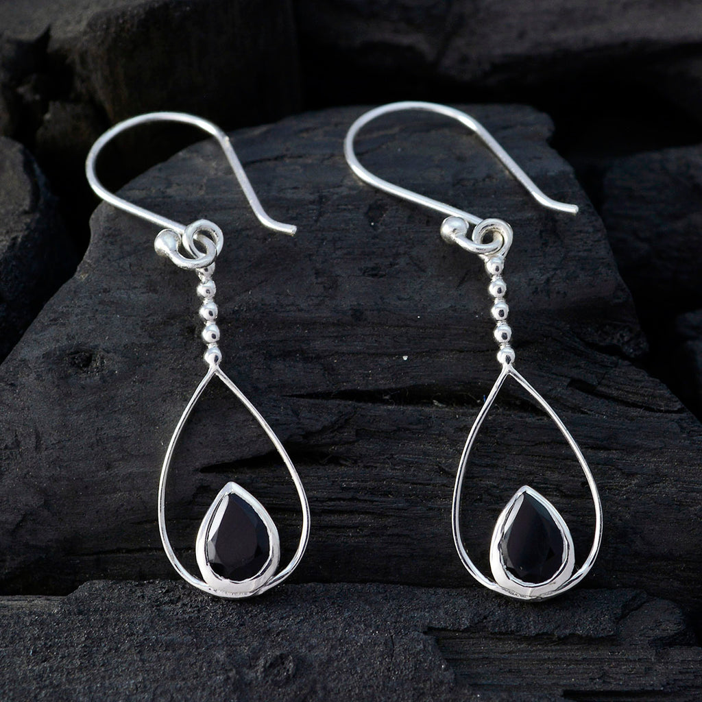 Black-Onyx-Egyptian-Savannah-Solitaire-Dangle-Black-Silver-Earring