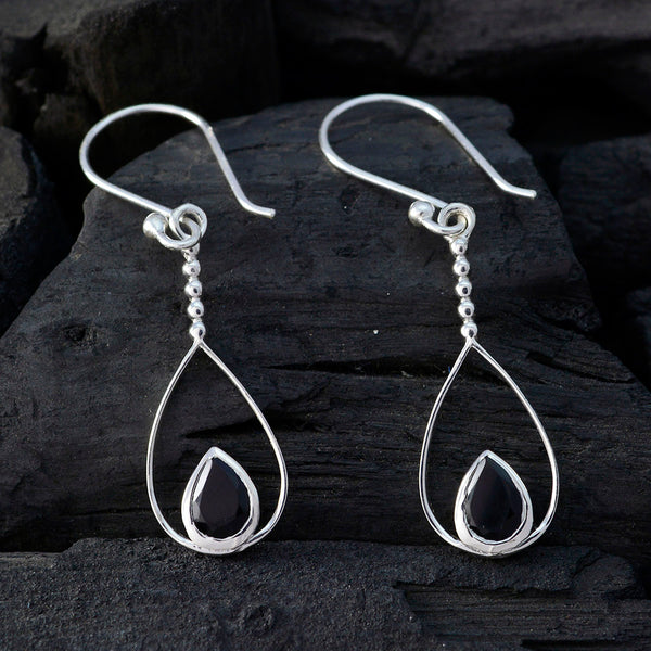 Black-Onyx-Egyptian-Savannah-Solitaire-Dangle-Black-Silver-Earring