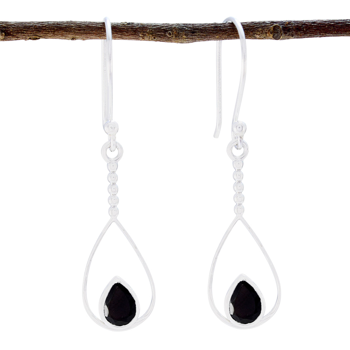 Black-Onyx-Egyptian-Savannah-Solitaire-Dangle-Black-Silver-Earring