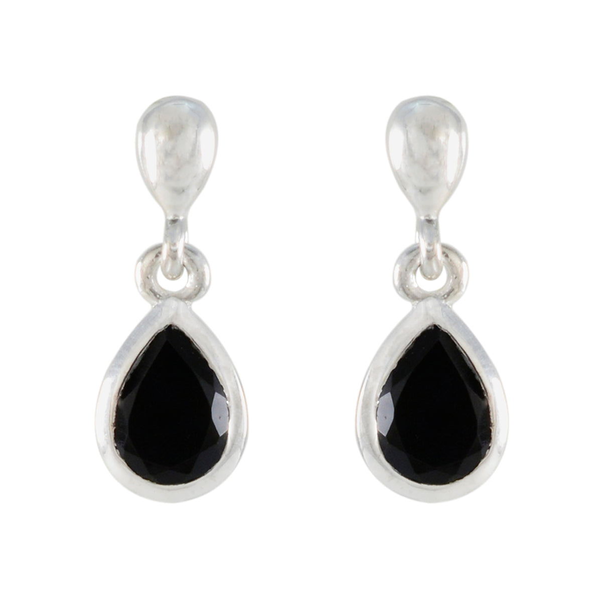 Schwarzer Onyx-Afrikanischer Yasmin-Solitär-Ohrstecker-Schwarz-925-Silber-Ohrring Hauptbild