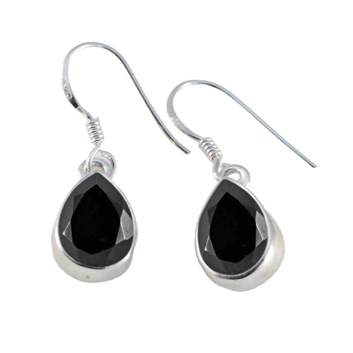 Schwarzer Onyx-Lateinamerika-Hye-jin-Solitär-Ohrhänger-Schwarz-Sterling-Silber Hauptbild